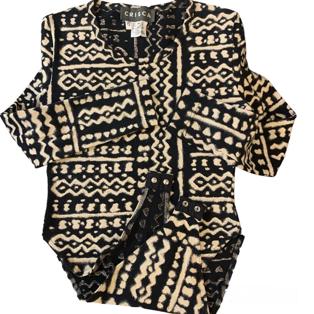 CRISCA Rare Vintage Bodysuit Aztec Tribal Print